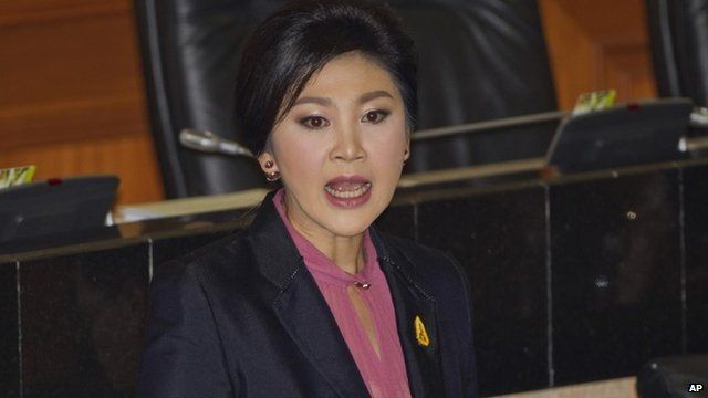 Thailand's former Prime Minister Yingluck Shinawatra speaks in parliament in Bangkok