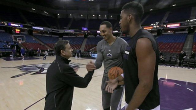 Vivek Ranadive and players from the Sacremento Kings