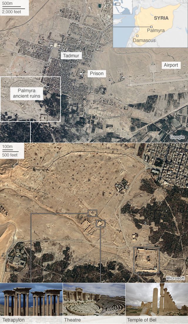 Islamic State militants 'destroy Palmyra statues'
