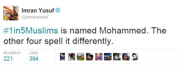 #1in5Muslims tweet jokes about name
