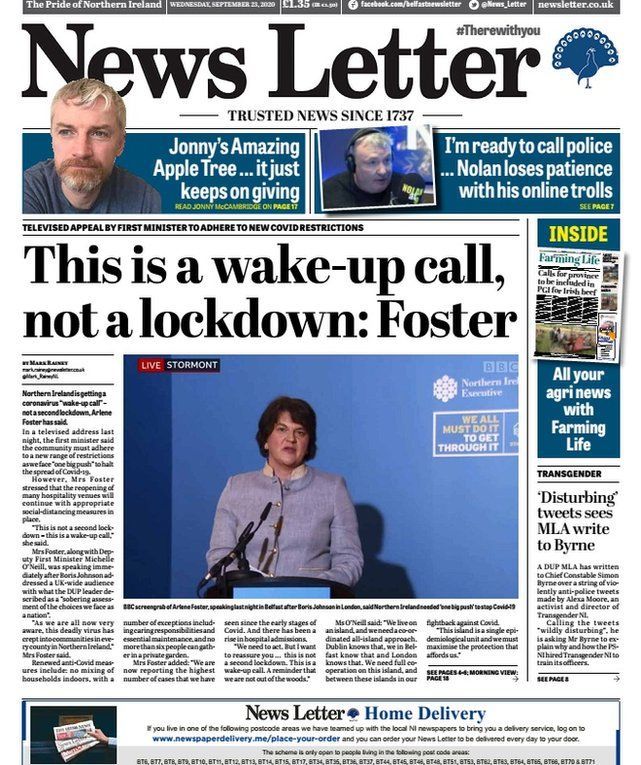 Front page of the News Letter on Wednesday