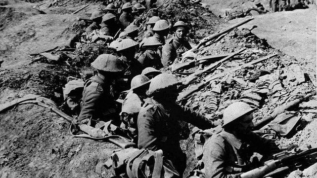 Soldiers in a World War One trench