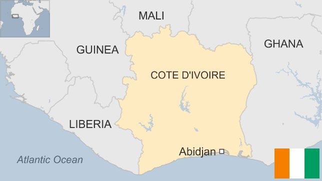 Map of Ivory Coast