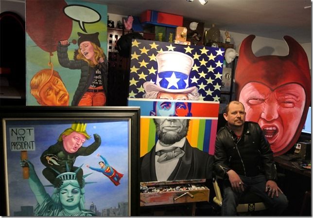 Michael Forbes and some of his artwork