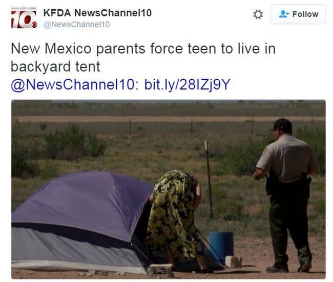 A New Mexico family has punished their 16-year-old son for stealing by forcing him to live in a tent for a month.