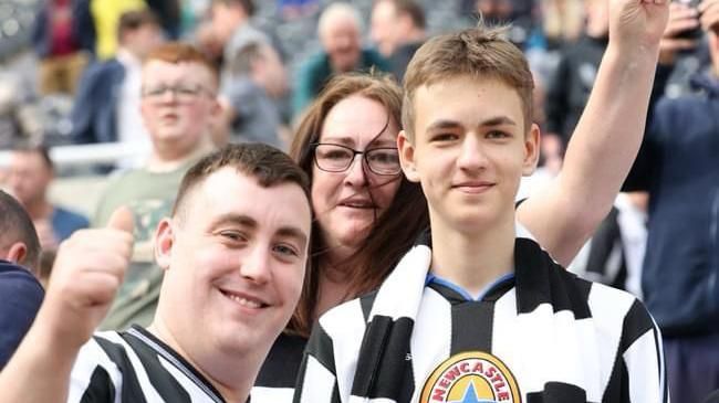 Samantha Rees, her son Caleb and Illia in Newcastle tops at a game 