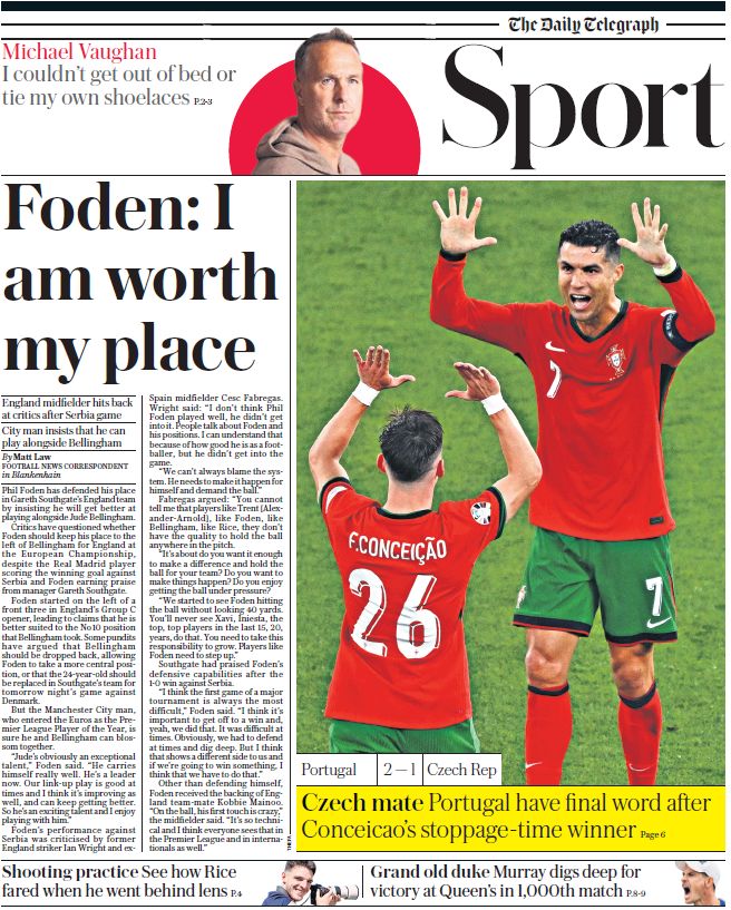 Telegraph backmost page