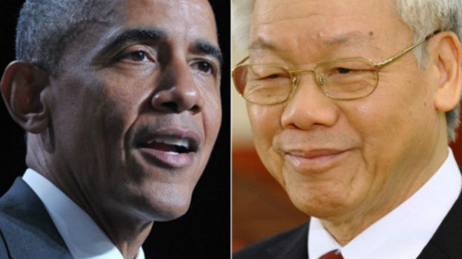 Tổng thống Mỹ, ông Obama, và Tổng bí thư Việt Nam, ông Nguyễn Phú Trọng