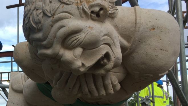 Rugby Player Gargoyle Installed On Gloucester Cathedral - 