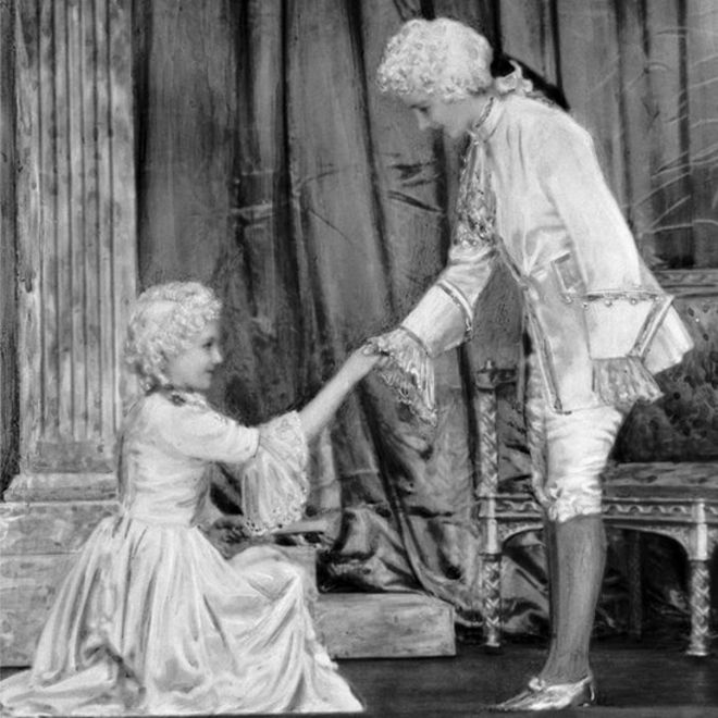 Принцесса Маргарет и тогдашняя принцесса Елизавета играют Золушку и Прекрасного Принца