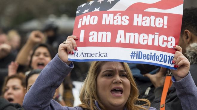 Manifestación en contra de la deportación de inmigrantes en Washington.