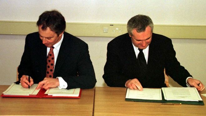 Тони Блэр и ирландский Taoiseach Берти Ахерн