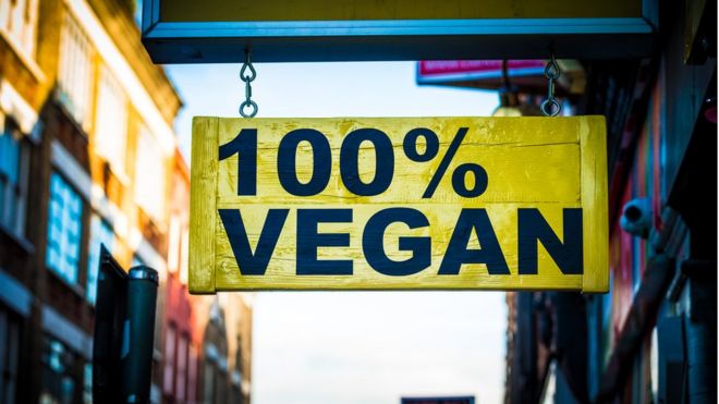 Cartaz de produtos veganos. O veganismo Ã© saudÃ¡vel?