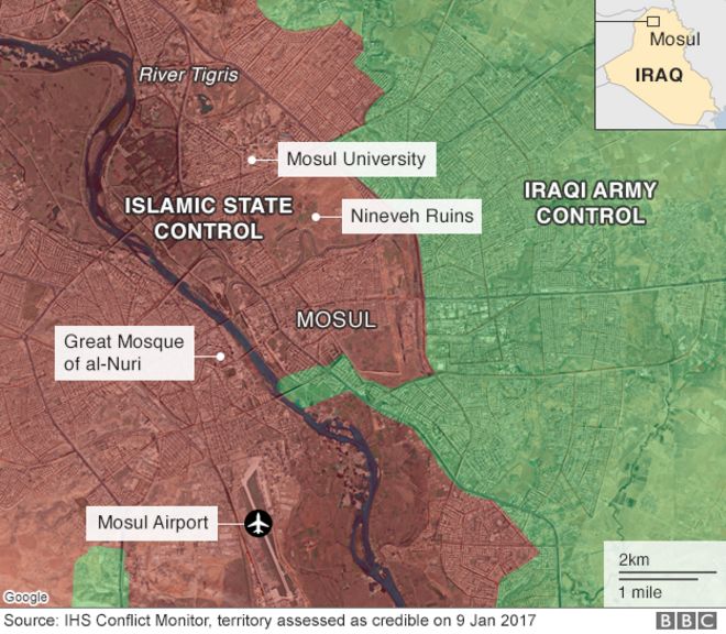Карта Мосула в Ираке