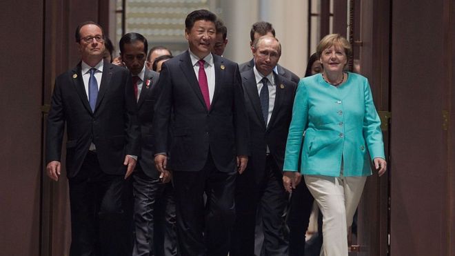 Chủ tịch Trung Quốc Tập Cận Bình và Thủ tướng Đức Angela Merkel tham dự G20 năm 2016