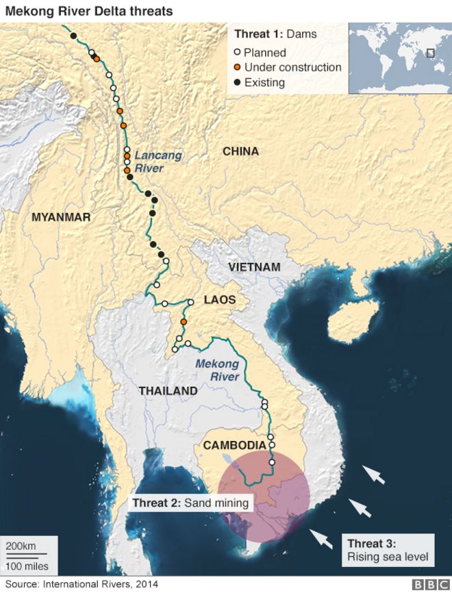 Карта дельты Меконга