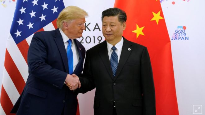Tổng thống Mỹ Donald Trump và Chủ tịch Trung Quốc Tập Cận Bình bắt tay nhau tại Thượng đỉnh G20 tại Nhật Bản 29/6/2019