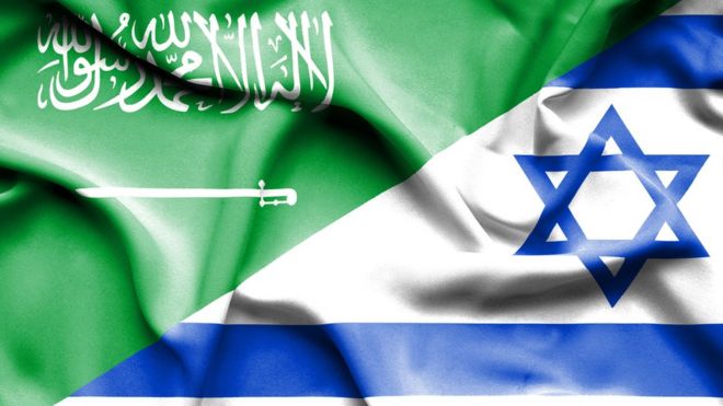 Saudi and Israeli flags