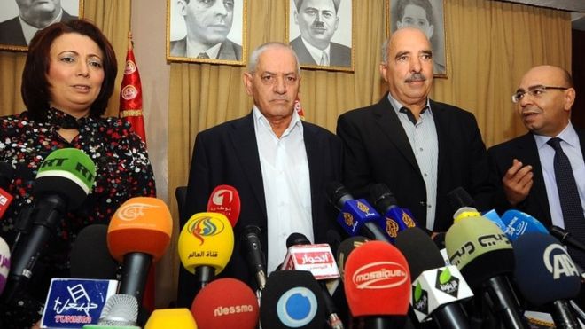 今年のノーベル平和賞を受賞したチュニジアの国民対話組織のメンバー（写真は2013年）