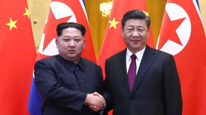Kim Jong-un y Xi Jinping en Pekín