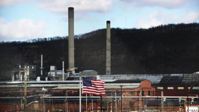Завод сталелитейной корпорации США в городе Клэртон, штат Пенсильвания