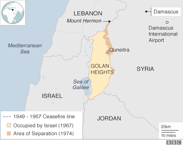 Карта Израиля, Ливана, Сирии и Голанских высот