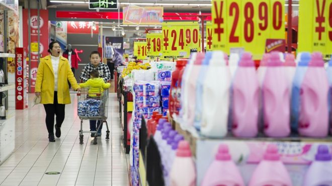 Shoppers in a Chinese supermarket