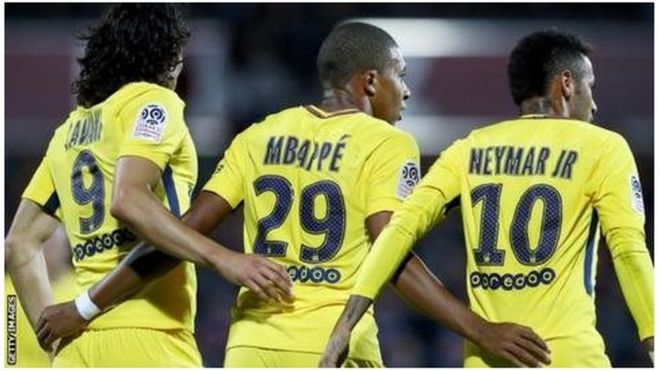 Cavani, Mbappe na Neymar