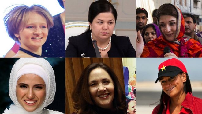 First daughters of Russia, Tajikistan, Pakistan, Angola, Cuba and Turkey (from top left, clockwise)