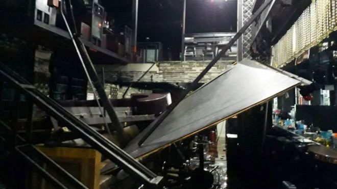 Collapsed balcony at Coyote Ugly nightclub, Gwangju, South Korea 27 July 2019