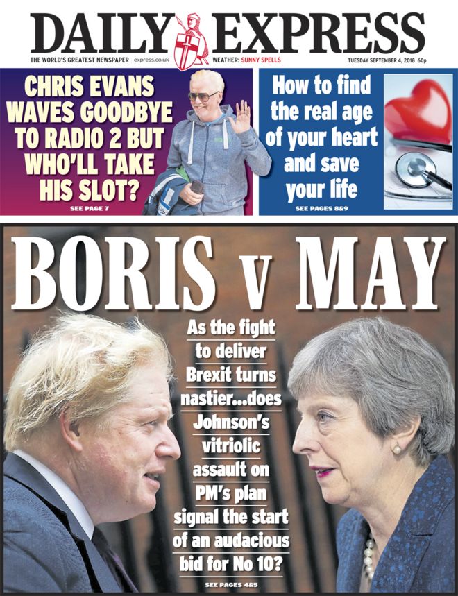 Daily Express front page - 04/09/18