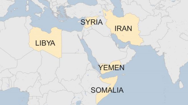 Карта с указанием стран, пострадавших