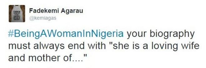 Чирикать о #BeingAWomaninNigeria