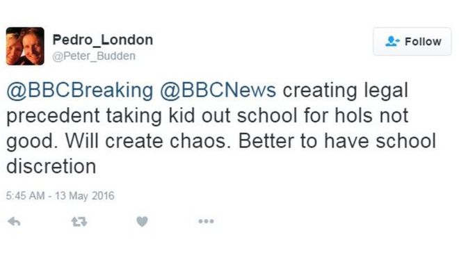 @BBCBreaking @BBCNews создает юридический прецедент, когда ребенок не ходил в школу для детей. Создаст хаос. Лучше иметь школьное усмотрение