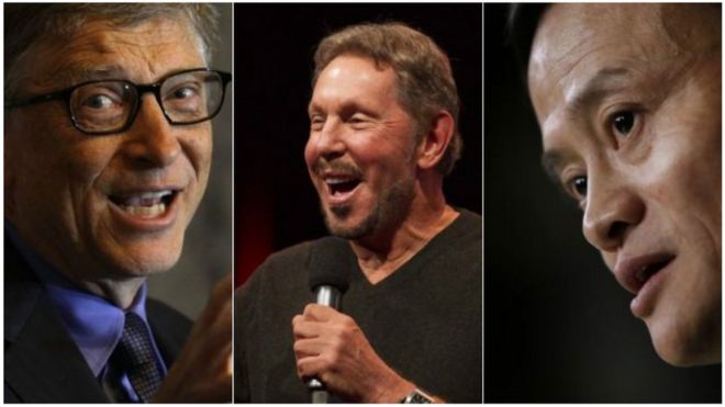 Bill Gates, Larry Ellison e Jack Ma