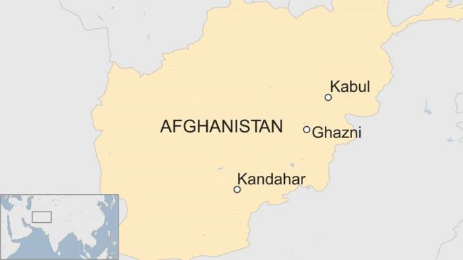 Карта с изображением Газни, Кабула и Кандагара в Афганистане