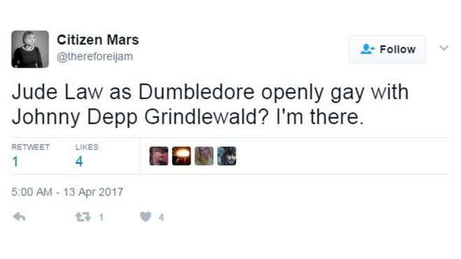 Джуд Лоу, как Дамблдор, открыто гей с Джонни Деппом Гриндуолком? Я там.