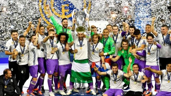 Real Madrid celebrando su título en Cardiff