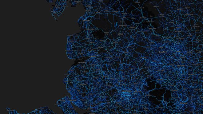 Ланкашир - велосипедные маршруты (от пользователей Strava 2015)