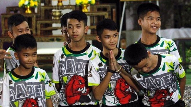 Niños rescatados de la cueva de Tailandia