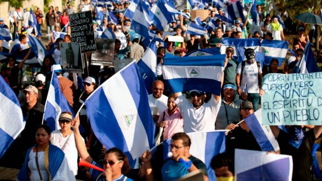 Manifestantes en Nicaragua.