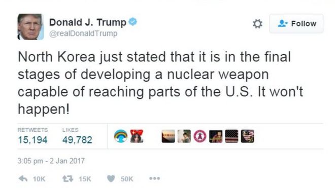 Дональд Трамп твит (02 января 2017 г.)