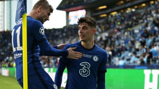 Chelsea's Timo Werner and Kai Havertz