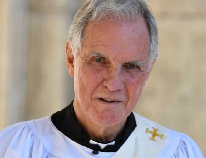 Jonathan Aitken in priest's outfit