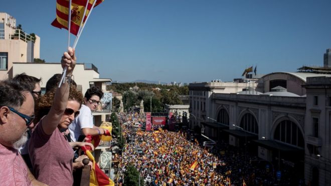 Pro-unity rally in Barcelona on 8 October 2017