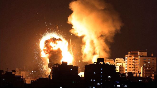 The Israeli military conducted air strikes in the Gaza Strip, 10 May 2021