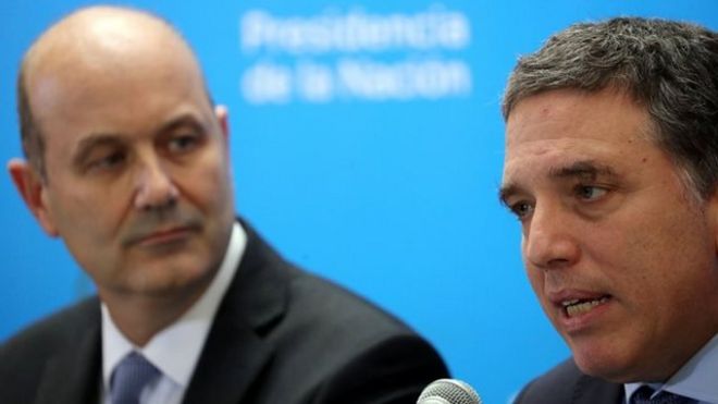 Ministro de Hacienda argentino, NicolÃ¡s Dujovne, y el presidente del Banco Central, Federico Sturzenegger,