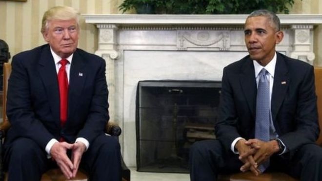 Donald Trump y Barack Obama en la Casa Blanca.
