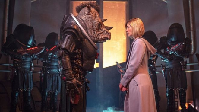 The Doctor, played by Jodie Whittaker, meeting a Judoon Captain