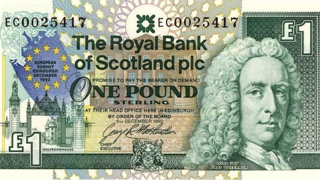 Первая в Великобритании памятная банкнота, посвященная встрече на высшем уровне в Европе в Эдинбурге в декабре 1992 года